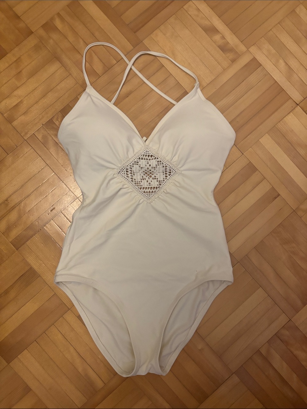 aerie Cream One-Piece Swimsuit with Crochet Accent - Picture 1 of 4